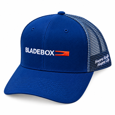 BladeBox Trucker Hat in royal blue with embroidered BladeBox logo