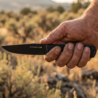 Honey Badger fixed blade knife in hand