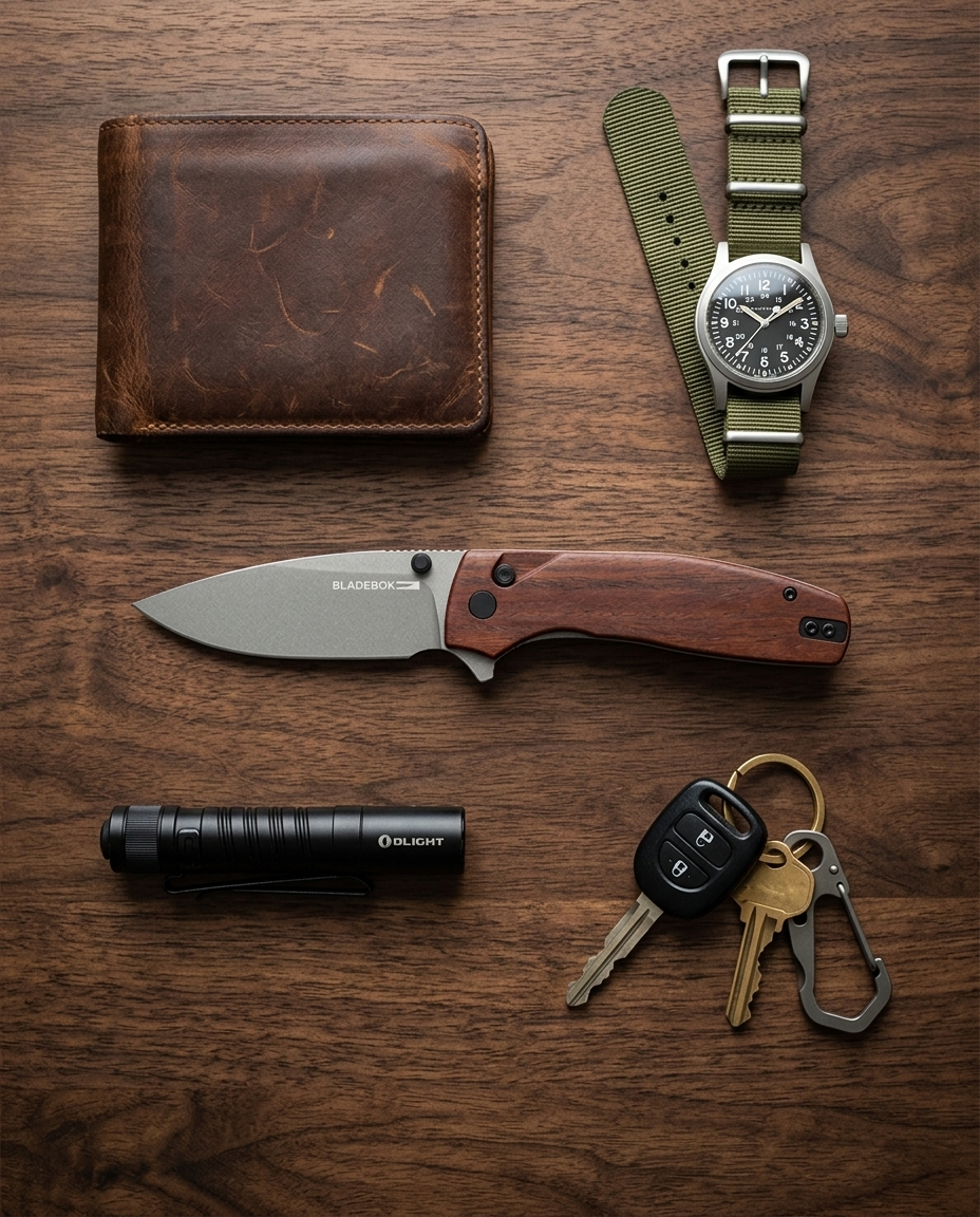 BladeBox Kodiak everyday carry flat lay