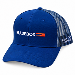 BladeBox Trucker Hat in royal blue with embroidered BladeBox logo